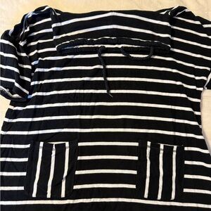 Talbots Black and White Striped Hoodie